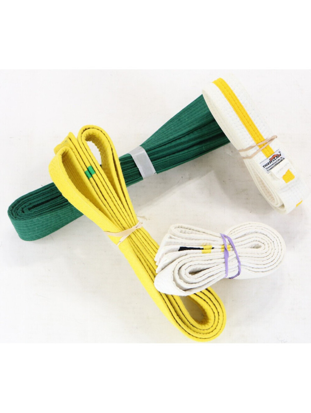Martial Arts Taekwondo Karate yellow white green stripe 4 four size 5 102"